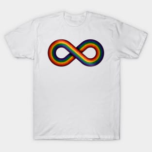 Large Infinity Vector Symbol Striped with LGBTQ Pride Rainbow Flag T-Shirt